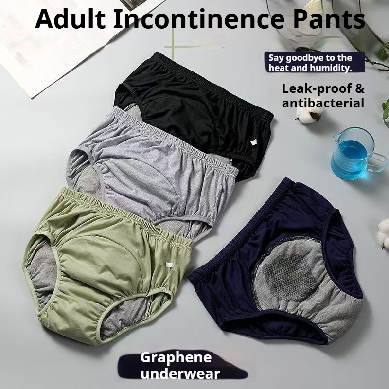 Boxer Brief Pack Cotton - Grafeen antibacteriële luiersbroekjes voor volwassenen, lekvrij,