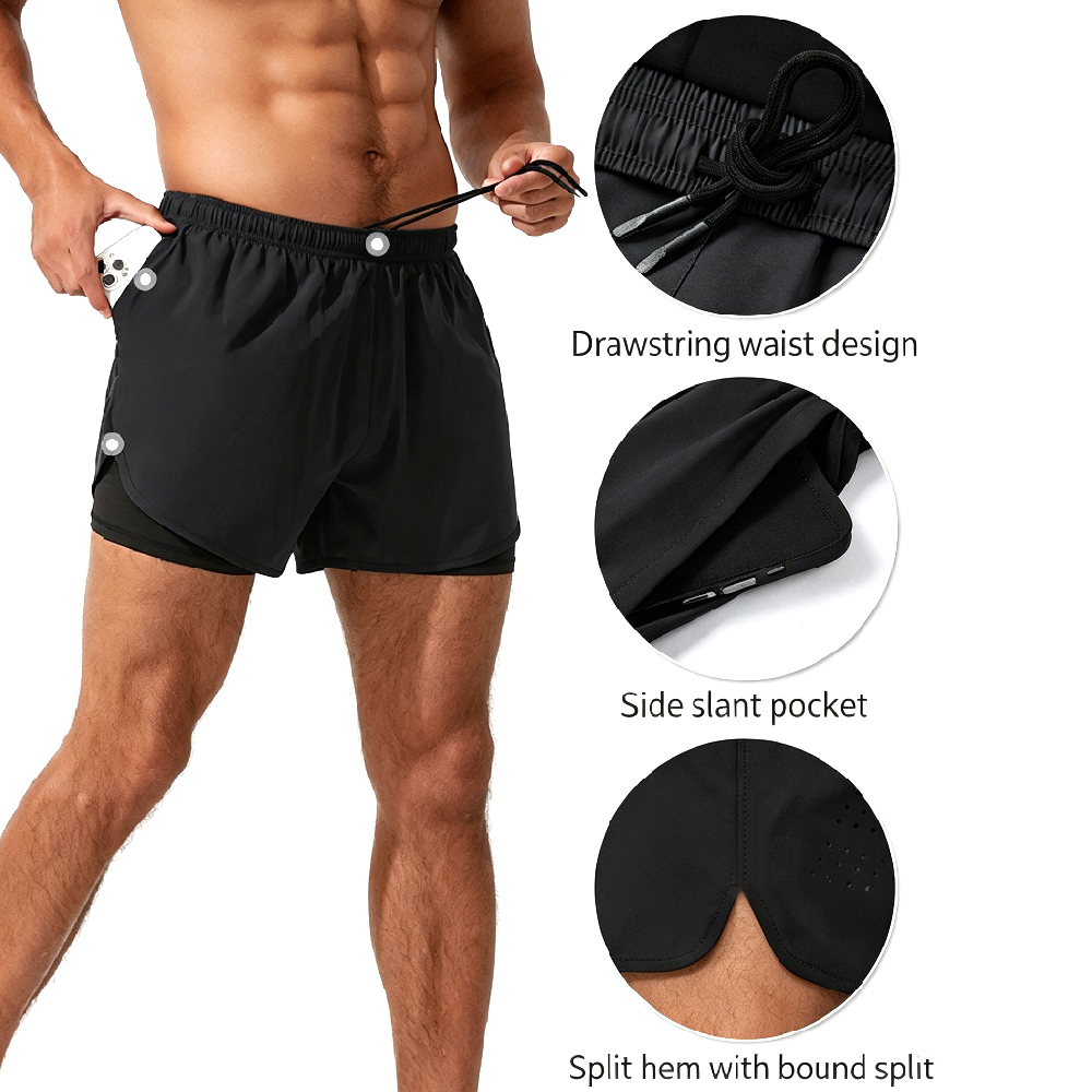 Compression Shorts Athletes - 1PCS Heren 2-in-1 hardloopshorts, sneldrogende sportshorts